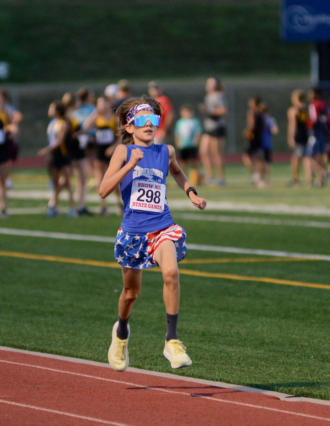 Hayden Jokerst, 13, sprints to the finish